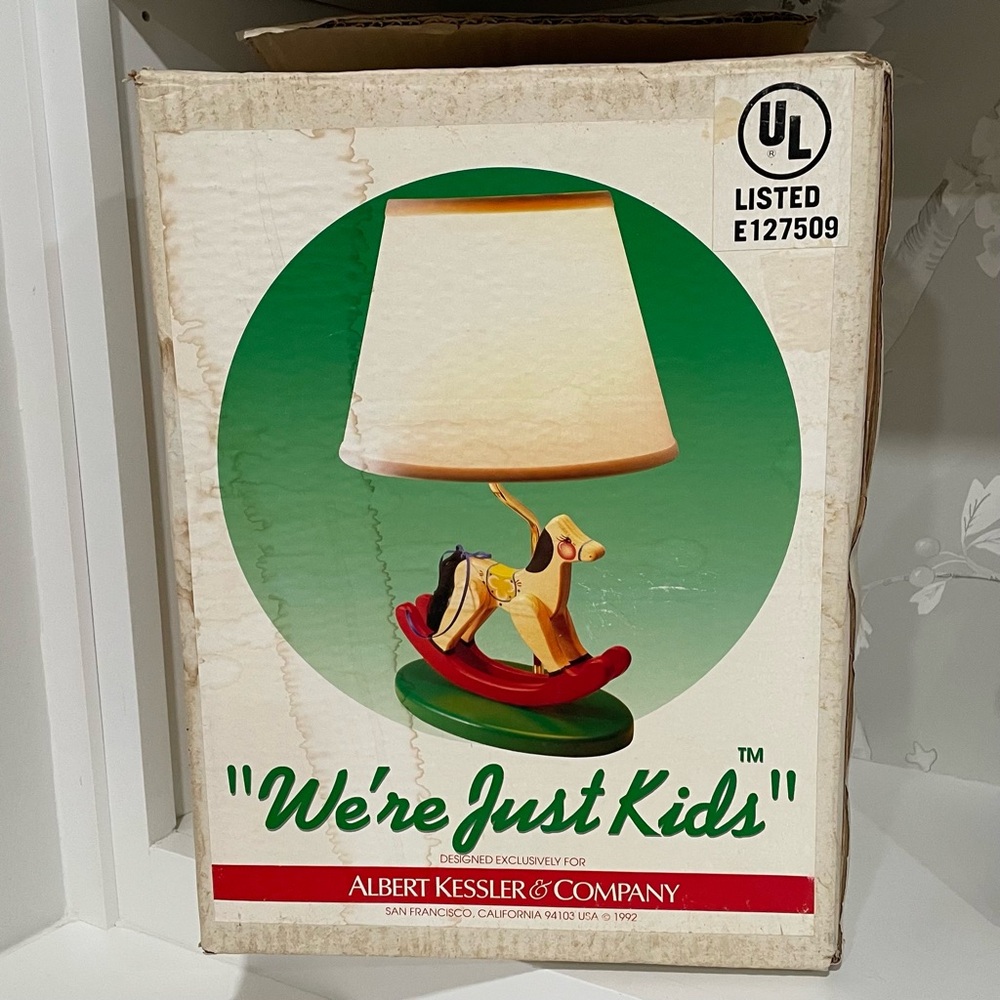 Vintage 1992 New Old Stock Kids Rocking Horse Lamp Child Nursery Wood Primary